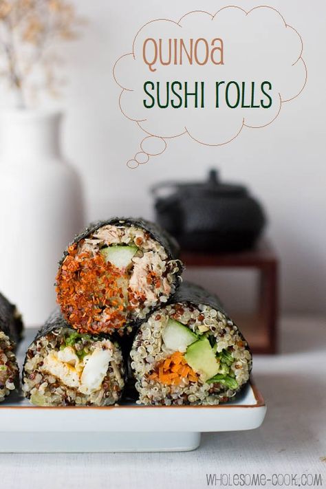 Quinoa Sushi Rolls Quinoa Sushi Rolls, Sushi Fillings, Mapo Tofu, Fresh Fruit Recipes, Quinoa Recipes, Sushi Rolls, Fruit Recipes, Chopsticks, Food For Thought