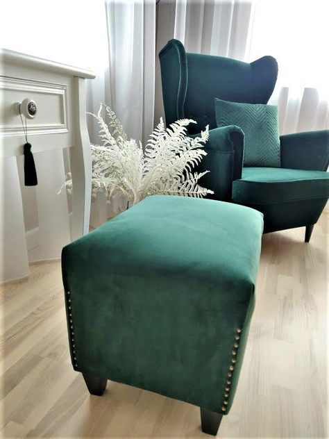 Emerald green interior white Emerald Green Ottoman, Green Ottoman, Green Flooring, Green Interiors, Floor Mirror, Emerald Green, Ottoman, Bedroom, Flooring