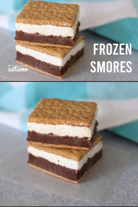 Frozen Smores, Kuih Lapis, Smores Dessert, Diy Dessert, Biscuits Graham, Resipi Kek, Resep Smoothie, Diner Recept, Ice Cream Sandwiches