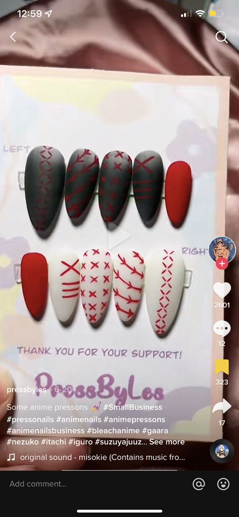 Tokyo Ghoul Nails Acrylic, Anime Themed Nails Acrylic, Tokyo Ghoul Nail Art, Anime Design Nails, Tokyo Ghoul Inspired Nails, Anime Nails Tokyo Ghoul, Chrollo Nails, Nail Art Designs Anime, Tokyo Ghoul Nails Designs