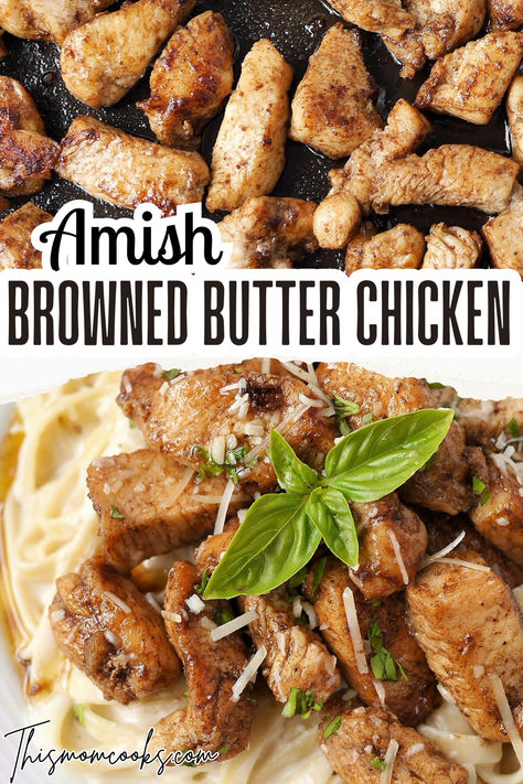 This delicious browned butter chicken recipe is quick and easy, plus it makes a delicious topping for fettuccini alfredo, mashed potatoes and more! Browned Butter Chicken, Alfredo Mashed Potatoes, Chiken Alfredo, Brown Butter Chicken, Fettuccini Alfredo, Easy Chicken Breast, Seasoned Chicken, Fried Chicken Breast, Butter Chicken Recipe