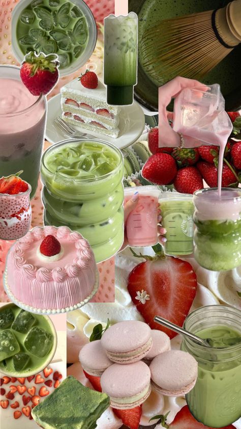 Matcha Wallpaper Aesthetic, Matcha Aesthetic Wallpaper, Matcha Wallpaper, Matcha Aesthetic, Strawberry Matcha, Strawberry Baby, Pretty Phone Wallpaper, Preppy Wallpaper, Simple Wallpapers