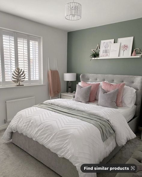 Bedroom Green And Grey, Bedroom Ideas Green And Grey, Sage And Grey Bedroom, Grey And Green Bedroom, Sage Green And Grey Bedroom, Green And Grey Bedroom, Sage Bedroom, Bedroom Colours, Guest Bedroom Remodel