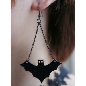 PU Leather Fan Shaped Bat Halloween Earrings - BLACK Studded Pumpkin, Black Lace Choker Necklace, Gold Ear Jacket, Black Lace Choker, Lace Choker Necklace, Funny Earrings, Bat Earrings, Geode Earrings, Gold Letter Necklace