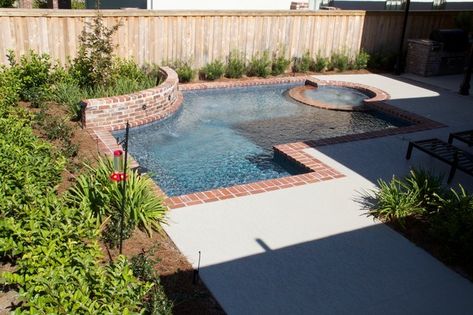 Pool With Brick, Pool Remodel, Brick Exterior House, Pool Coping, Small Backyard Pools, Exterior Brick, Retaining Wall, Pool Houses, Saint Louis