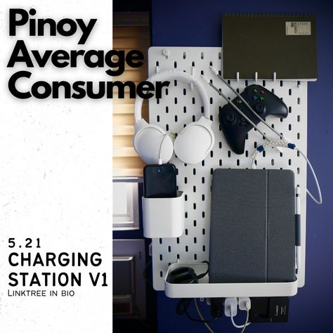 Ikea Charging Station Ikea Charging Station, Skadis Pegboard, Ikea Skadis, Desk Setups, Small Containers, Desk Setup, Peg Board, Charging Station, Things To Come