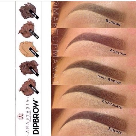 Anastasia Dip Brow... absolutly love this stuff. THEE BEST. Just got the dark brown, will need the auburn for my red hair though. Anastasia Dip Brow, Permanente Make-up, Circle Lens, Brown Eyebrows, Dip Brow, Perfect Eyebrows, Dipbrow, Makeup Swatches, Perfect Brows