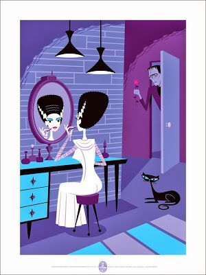 Bride-of-Frankenstein-Universal-Monsters-SHAG-Dark-Hall-Mansion Horror Vintage, The Rocky Horror Picture Show, Classic Monsters, Universal Monsters, Bride Of Frankenstein, Movie Monsters, Mid Century Modern Art, Mid Century Art, Classic Horror