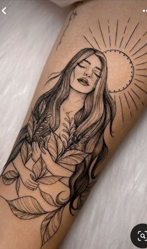 La Tattoo Ideas, The Sun Tattoo, Free Spirit Tattoo, Arm Sleeve Tattoos For Women, Mother Nature Tattoos, Spirit Tattoo, Virgo Tattoo, Light Tattoo, Goddess Tattoo