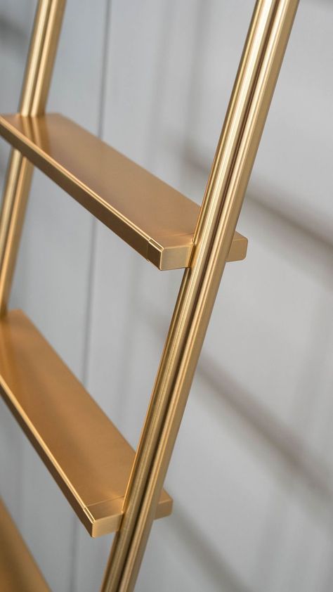 Brass Library Ladder, Ladder Cupboard, Closet Ladder Ideas, Library Ladder Kitchen, Victorian Cottage Interior, Myrtle Wilson, Library Ladders Rolling, Library Ladders, Sliding Ladder