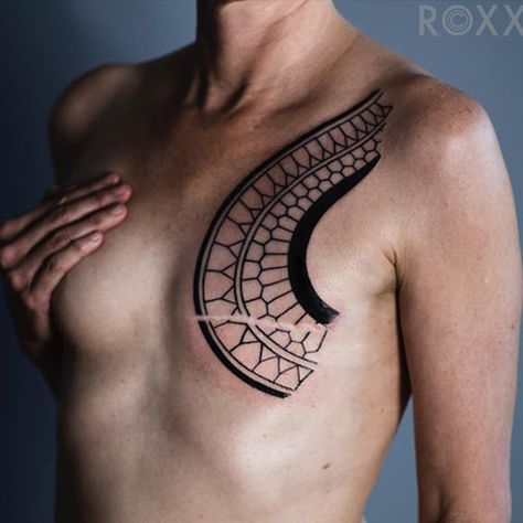 A Look at Some Inspiring Mastectomy Tattoos | AnaOno Mastectomy Scar Tattoo, 2spirit Tattoo, Mastectomy Scars, Survivor Tattoo, Empowering Tattoos, Mastectomy Tattoo, Scar Cover Up, Scar Tattoo, Healing Tattoo