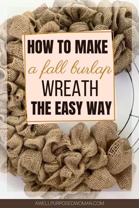 Making Burlap Wreaths, Easy Burlap Wreath, Easiest Burlap, Burlap Wreath Tutorial, Burlap Wreath Diy, Burlap Christmas Wreath, Easy Diy Wreaths, Christmas Wreaths Diy Easy, Mesh Wreath Diy