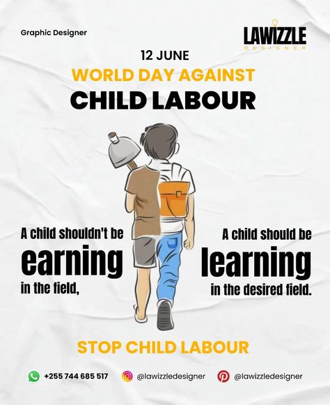 World day against child labour STOP CHILD LABOUR Don't ask Children to Take Tool Instead Send them to School . . . . . . #graphicdesign #graphicdesigner #graphicdesigncentral #graphicdesigners #graphicdesigns #graphicdesignui #graphicdesignblg #graphicdesignuiweb #graphicdesigndaily #graphicdesigning #GraphicDesignerLife #graphicdesignersclub #graphicdesignblog #graphicdesignstudent #graphicdesignstudio #graphicdesigncommunity #graphicdesignerforhire #graphicdesignlife #graphicdesignjakarta #... Child Labour Poster, World Day Against Child Labour, Graphic Desi, Photoshop Tutorial Typography, Child Labour, Teaching Chemistry, Graphic Design Student, Typography Illustration, Graphic Design Blog