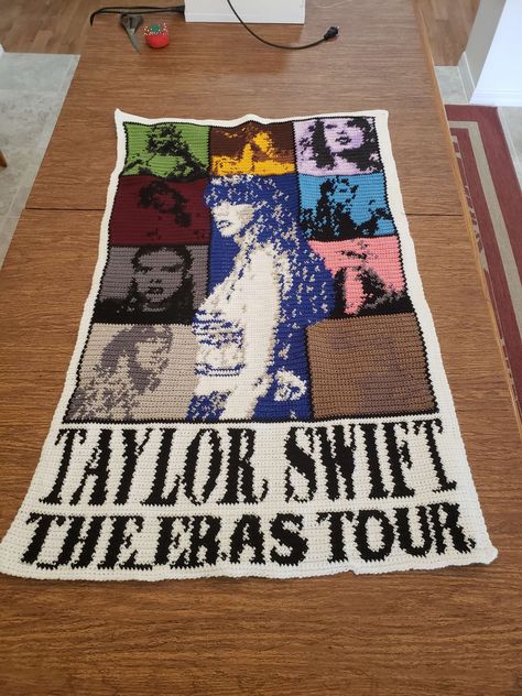 Eras Tour Crochet Blanket, Taylor Swift Crochet Blanket, Taylor Swift Crochet Pattern Grid, Taylor Swift Tapestry Crochet, Eras Tour Crochet, Taylor Swift Crochet Ideas, Taylor Swift Crochet Pattern, Taylor Swift Cross Stitch, Crochet Taylor Swift