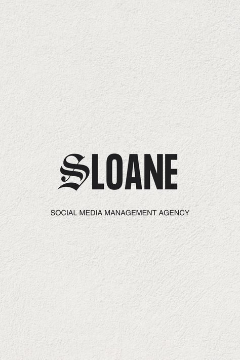 Social Media Management Agency Brand Identity | Edgy and Cool Logo Design | Blackletter Logo Design Sloane is a social media and digital marketing agency inspired by an edgy, coastal, it girl aesthetic. The vision for this project was modern yet nostalgic, never compromising quality. This project features an edgy, bold, and clean logo design with a pairing of blackletter and sans serif fonts. Looking for brand design that reflects and elevates your business? Head to virtual-muse.com Logo Design Inspiration Modern, Blackletter Logo Design, Goth Logo Design, Grunge Branding, Social Media Agency Logo, Blackletter Logo, Social Media Manager Logo, Edgy Graphic Design, Creative Agency Logo