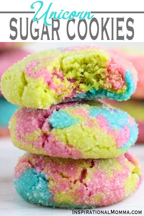 Unicorn Sugar Cookies are soft, simple, and sensational. They are easy to make and are a delicious, colorful treat that everyone will love! #inspirationalmomma #sugarcookies #unicornsugarcookies #cookies #dessert #recipe #sweettreat #unicorn Unicorn Buttercream Cookies, Easy Rainbow Cookies, Pride Desserts, Cauldron Cookies, Unicorn Recipes, 2024 Cookies, Unicorn Sugar Cookies, Creative Cookie Recipes, Unicorn Poop Cookies