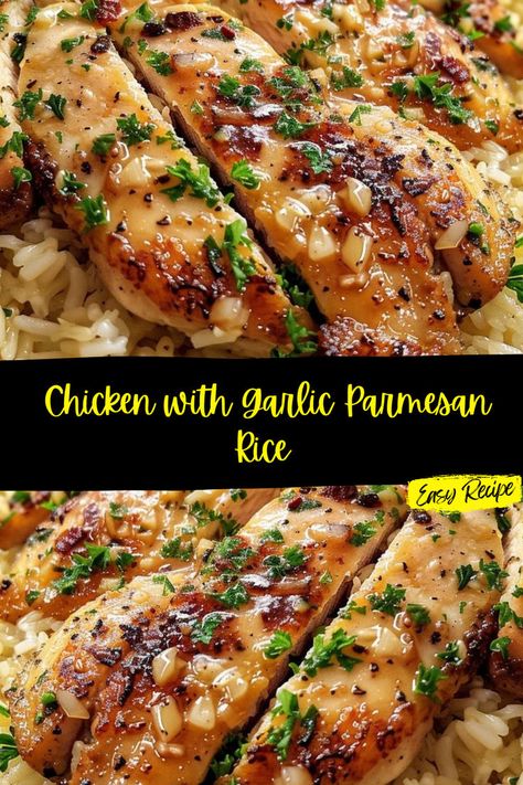 Chicken With Garlic Parmesan Rice, Parmesan Chicken And Rice, Chicken Recipes For Dinner Easy, Garlic Parmesan Rice, Parmesan Rice, Creamy Parmesan Chicken, Chicken With Garlic, Chicken Rice Recipes, Chicken Receipes