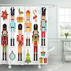 Amazon.com: TOMPOP Shower Curtain Cracker Christmas Nutcrackers Nut Boy Clipart Crown Drum Waterproof Polyester Fabric 72 x 72 Inches Set with Hooks : Home & Kitchen Nutcracker Tea Party, Nutcracker Christmas Tree, Kids Bathroom Accessories, Nutcracker Decor, Holiday Bathroom, Christmas Shower Curtain, Christmas Nutcrackers, Christmas Shower Curtains, Christmas Shower