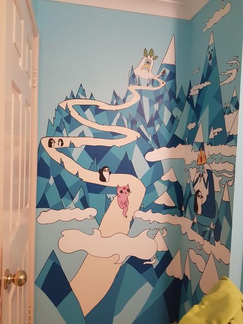 Adventure Time Room Ideas, Adventure Time Nursery, Adventure Time Room Decor, Adventure Time Mural, Adventure Time Room, Nursery Inspo, Mural Painting, Nursery Themes, Boy's Room