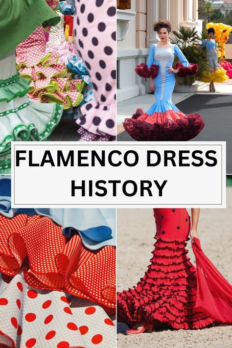 flamenco dress spanish dress history origins Spanish Dress Flamenco, Traditional Spanish Dress, Flamenco Style Dress, Dancer Lifestyle, Spanish Dress, Flamenco Dress, Flamenco Dancing, Dancer Workout, Dress History