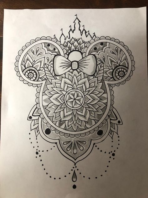 Disney Mandala Tattoo, Minnie Outline Tattoo, Minnie And Mickey Mouse Tattoo Ideas, Minnie Mouse Tattoo For Women, Mickey Mandala Tattoo, Minnie And Mickey Tattoo Ideas, Pastel Goth Art, Free Adult Coloring Pages, Goth Art