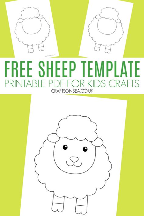 Sheep Template (FREE Printable) Lamb Template, Sheep Template, Lamb Craft, Template Craft, Template Free Printable, Farm Animal Crafts, Free Printable Crafts, Funny Sheep, Sheep Crafts