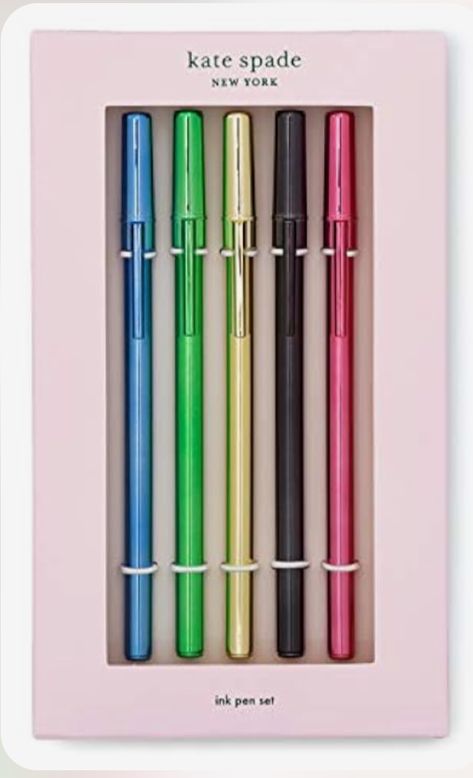 Kate Spade Desk Accessories, Bullet Journal Frames, Cool Pens, Colorful Pens, Bill Planner, New York Logo, Pen Set Gift, Planner Pens, Gel Ink Pens