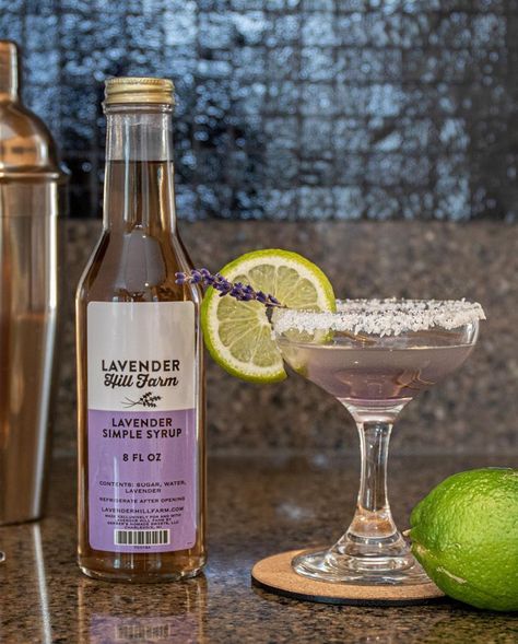 Visit https://lavenderhillfarm.com/recipes/ for awesome Lavender Margarita recipes and more! Lavender Margarita Recipe, Lavender Margarita, Margherita Recipe, Holiday Martinis, Lavender Cocktail, Margarita Day, Hey Bartender, National Margarita Day, Pineapple Margarita