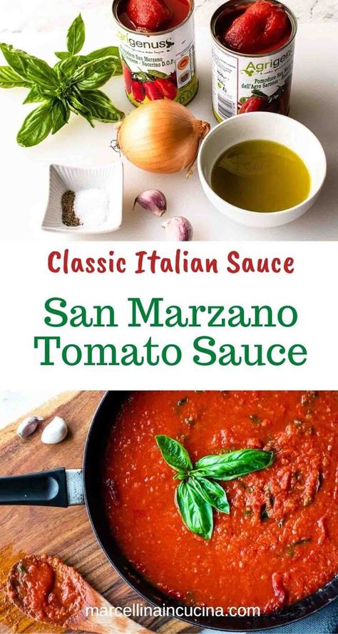 Spaghetti Sauce San Marzano, Best Italian Tomato Sauce Recipe, San Marzano Tomatoes Recipes, San Marzano Tomato Sauce Recipes, Spaghetti Sauce From Scratch, Marina Sauce, San Marzano Tomato Sauce, Tomato Pizza Sauce, Italian Tomato Sauce