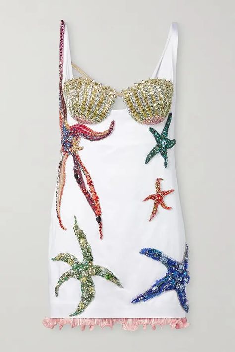 Starfish Dress, Mini Dress Runway, Yasmeen Ghauri, More Is More, Versace Dress, Versace Outfit, Donatella Versace, Runway Dresses, Embroidery Fashion