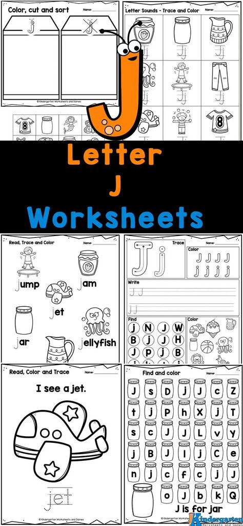 These free letter J worksheets are a fun way for children to work on learning the letters of the alphabet. Young children in preschool, pre-k, kindergarten and even grades 1 will love practicing tracing letter j while working on their fine motor skills, as well as their literacy skills with this fun new letter j printable pack. They will enjoy learning, practicing and reviewing the letter J with these cheerful, fun and free Letter J Worksheets for Kindergarten. Activities Coordinator, Letter I Activities, Letter J Activities, Letter J Crafts, Letter P Worksheets, Letter I Worksheet, Free Printable Alphabet Worksheets, Letter B Worksheets, Letter Recognition Worksheets