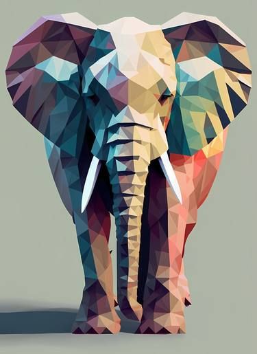 Fh Logo, Rhino Painting, Picasso Portraits, Elephant Print Art, Polygon Art, Cute Animal Illustration, Elephant Art, Elephant Print, Original Art For Sale