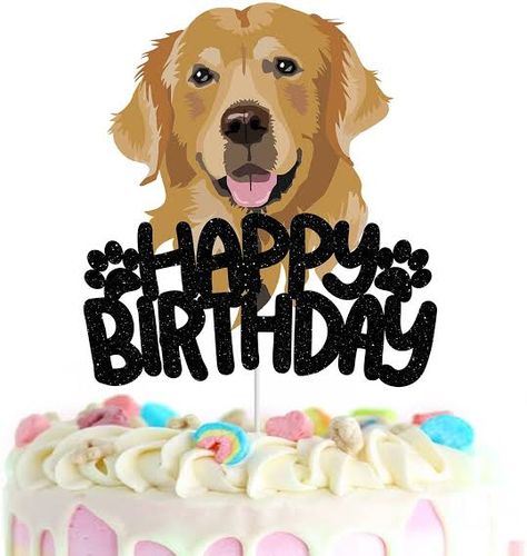 Golden Retriever Birthday Cake, Golden Retriever Birthday, Dog Themed Birthday Party, Happy Birthday Dog, Dog Cake Topper, Dog Pics, Dog Birthday Party, Dog Cake, Theme Birthday Party