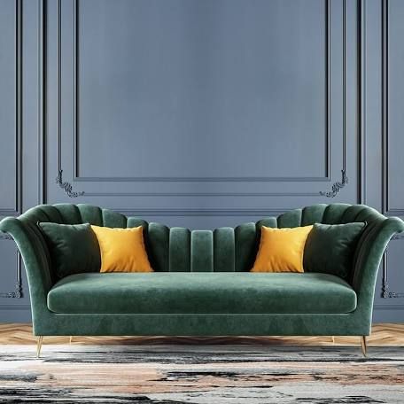 Where To Buy An Emerald Green Couch On Any Budget | HuffPost Life Modern Green Living Room, Italian Living Room, Modern Italian Design, Green Velvet Fabric, Luxury Green, Reception Sofa, Loveseat Living Room, Fabric Sectional Sofas, Green Velvet Sofa