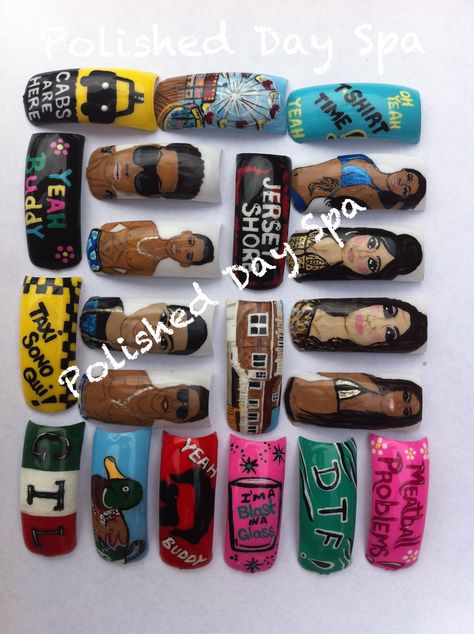 Day And Time, Jersey Shore, Spa Day, Nail Tips, Hand Painted, Nails, Pins