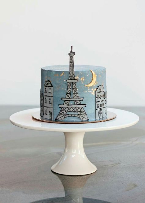 Tower Birthday Cake, Paris Birthday Cakes, Parisian Cake, Company Birthday, Bolo Paris, Paris Themed Cakes, Doodle Cake, Paris Cakes, Birthday Cake For Husband