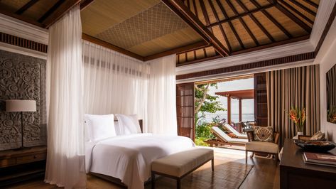 Two-Bedroom Premier Ocean Villa | Four Seasons Resort Bali Jimbaran Bay Tropical Bedrooms, Bali House, Big Bedrooms, Four Seasons Resort, Bali Hotels, Resort Design, Jimbaran, Bedroom Layouts, Contemporary Bedroom