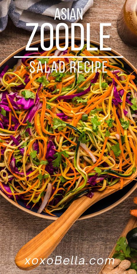 Spiral Vegetable Recipes, Zucchini Noodle Salad, Zoodle Salad, Making Zucchini Noodles, Zucchini Noodles Salad, Cucumber Noodles, Asian Dressing, Zucchini Noodle, Zucchini Noodle Recipes