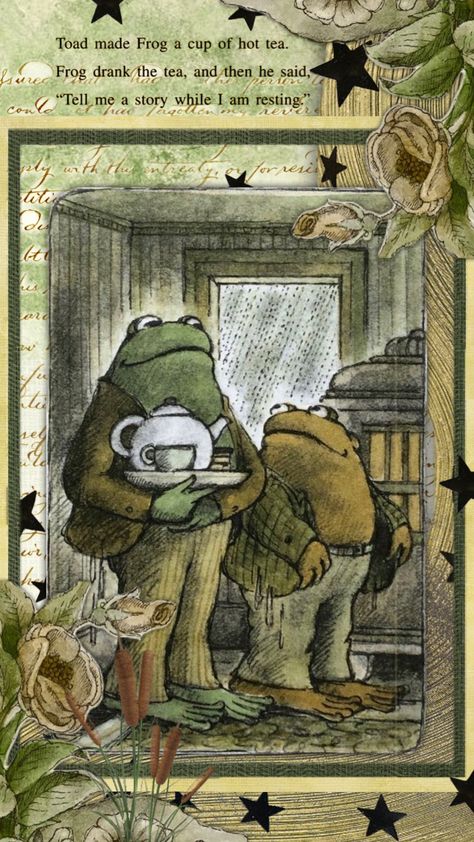 #frogandtoad #frog #frogs #toad #green #plants #cottagecore #vintage Frog And Toad Aesthetic Wallpaper, Frog And Toad Aesthetic, Green Cottagecore Aesthetic, Cottagecore Posters, Green Cottagecore, Cottagecore Wallpaper, Phone Backgrounds Vintage, Cottage Core Art, Frog Wallpaper