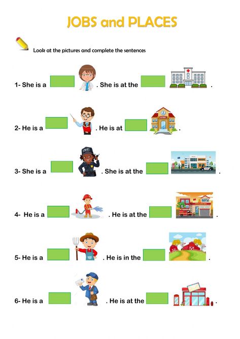 Jobs and workplaces online worksheet for Segundo de primaria. You can do the exercises online or download the worksheet as pdf. Teaching Vowels, Community Helpers Preschool, Preschool Activities Toddler, English Worksheets For Kids, Kids English, Community Helpers, 1st Grade Worksheets, English Activities, Fun Worksheets