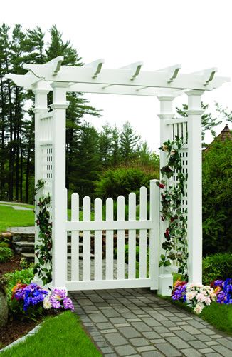 Fairfield Arbor with Cottage Gate Arbor Gate, Diy Arbour, Tor Design, Garden Archway, Garden Gate Design, Pergola Design, Garden Vines, Garden Arbor, Garden Entrance