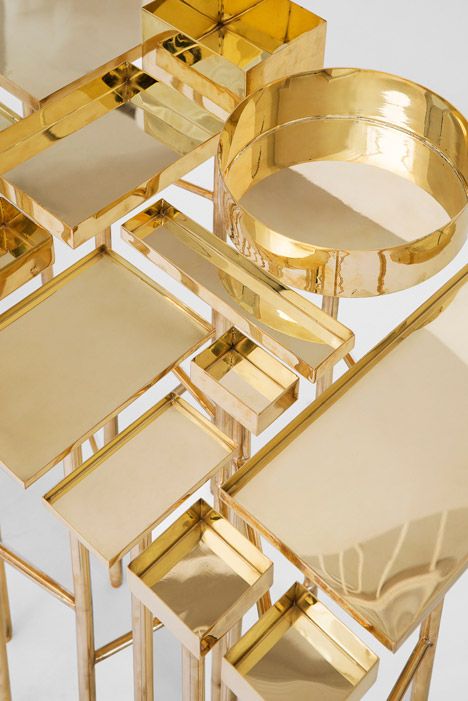 OCD-Table-by-Esrawe Golden Table, White Furniture Living Room, Best Outdoor Furniture, Spanish Design, Design Your Life, Mexican Designs, Interior Designing, Business Center, Design Milk