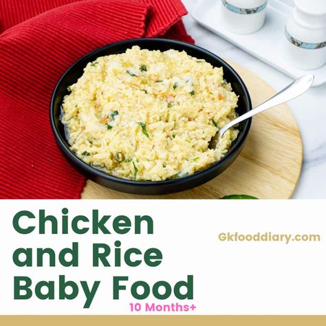 Chicken and Rice Baby Food is an excellent nutritious weightgain food for 10 months+ babies, toddlers, and kids Instant Rice Recipes, Indian Baby Food Recipes, Food For Cats, Indian Lunch, Food For Dogs, Quick Lunch Recipes, Baby Recipes, Cheesy Chicken Broccoli, Broiled Chicken