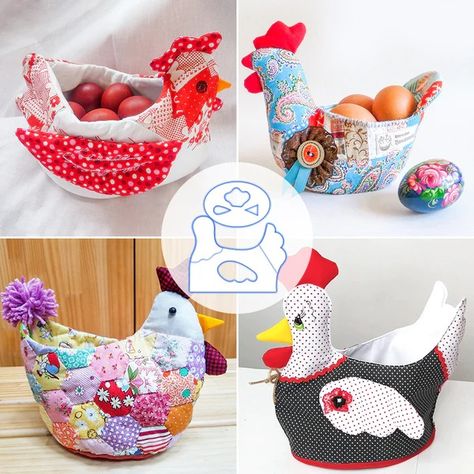 💘A lovely idea! Create chicken baskets using cute templates! As a gift for your friend!Quick and easy... | By wanessaolinto Chicken Egg Basket Diy, Chicken Egg Basket Pattern, Chicken Basket Sewing Pattern Free, Chicken Egg Basket, Basket Template, Chicken Basket, Basket Drawing, Chicken Crafts, Cute Egg