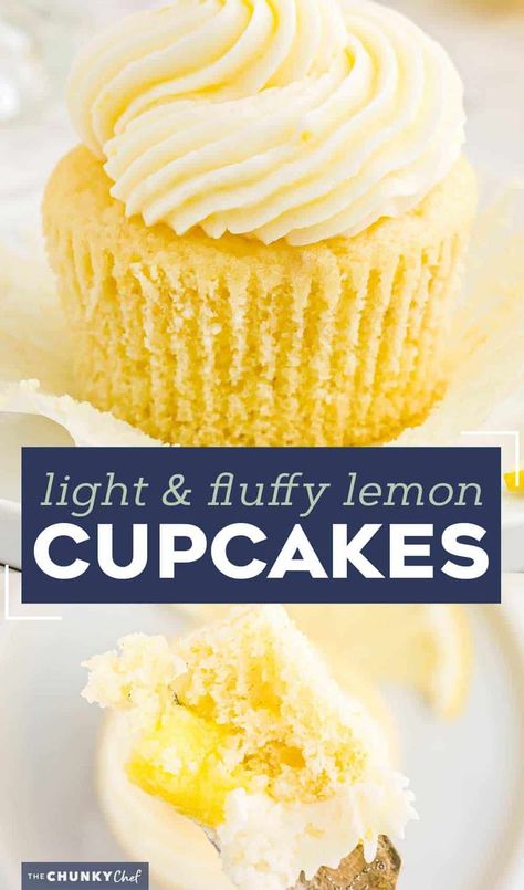 Lemon Cupcakes From Scratch, Cupcakes From Scratch, Lemon Cupcake Recipe, Lemon Cupcake, The Chunky Chef, Lemon Buttercream Frosting, Chunky Chef, Make From Scratch, Lemon Dessert