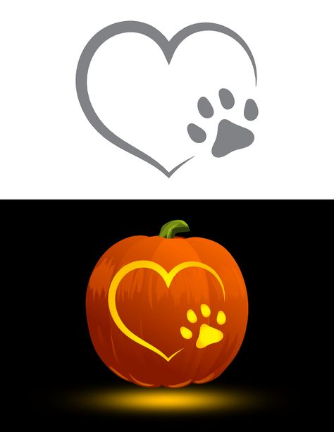 Printable Heart Paw Print Pumpkin Stencil Pitbull Pumpkin Carving Stencils, Dog Pumpkin Carving Stencil, Halloween Pumpkin Stencils Printables, Paw Print Pumpkin Carving, Easy Pumpkin Carving Stencils Templates, Heart Pumpkin Carving, Paw Print Pumpkin, Pumpkin Stencil Printable, Free Printable Pumpkin Carving Stencils