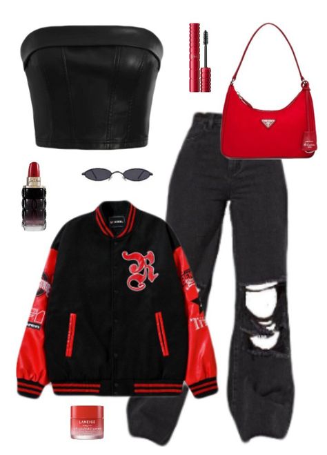 Black And Red Outfit Baddie, Red And Black Outfits For Women, Red And Black Outfits Aesthetic, Red And Black Outfits Baddie, Red Inspired Outfits, Red Black Outfit, Corset Fashion Outfits, Red And Black Outfits, Streetwear Girl