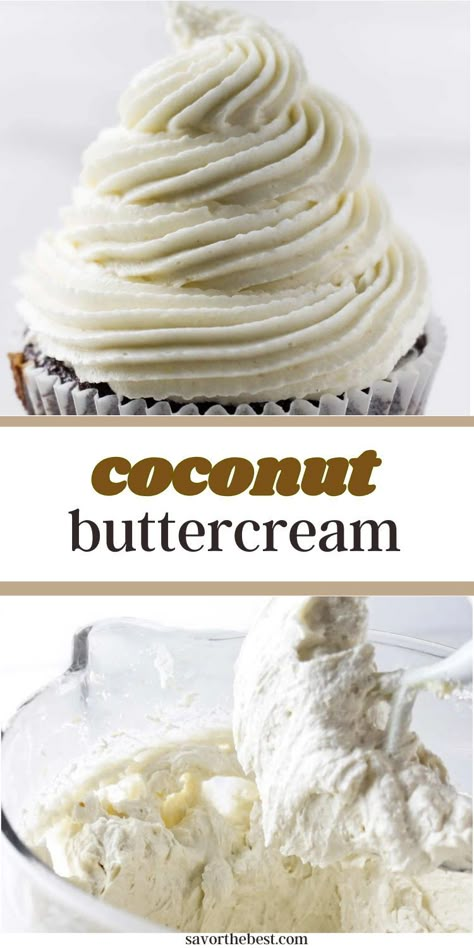 Forget everything you think you know about buttercream because this coconut buttercream recipe is about to flip the script! Wave goodbye to the usual, overly sweet frostings that overshadow your desserts. We’re talking a game-changer that’s so light, creamy, and bursting with coconutty goodness, you might just find yourself “accidentally” making too much just to have a little (or a lot) extra to enjoy. Coconut Buttercream Frosting Recipe, Coconut Buttercream Frosting, Patisserie Vegan, Coconut Buttercream, Icing Recipes, Coconut Frosting, Buttercream Frosting Recipe, Icing Frosting, Cake Fillings