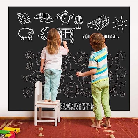 Chalkboard wallpaper thousands of uses ranging from kindergarten, pre-school, primary school，junior high school, middle school, college & university. Daycare Kitchen, Chalkboard Art Wedding, Chalkboard Contact Paper, Diy Tableau, Chalkboard Wallpaper, Chalkboard Vinyl, Chalkboard Stickers, Blackboard Wall, Large Chalkboard