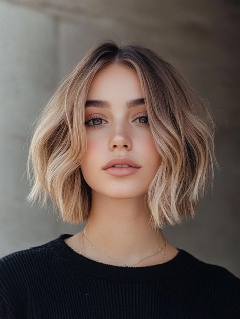 Chic Short Hair Balayage: Modern Color Ideas for Every Style Short Blonde Hair Plus Size, Blonde Balayage Short Hair Layers, Short Fun Hair Color, Short Blonde Hair Glasses, Short Blonde Shadow Root, Balayage Bob Blonde, Short Hair Balayage Brown, Bleach Short Hair, Bob Hair Balayage